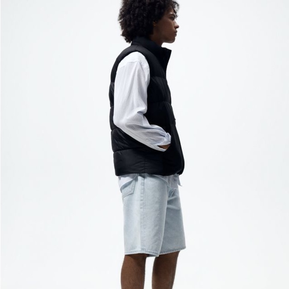 Zara Black Color Block Dual Texture Puffer Vest - image 6